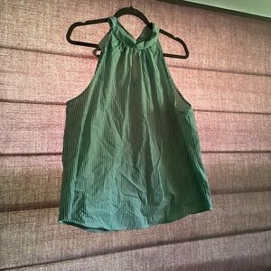 J Crew green and white stripe halter top